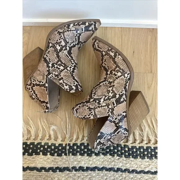 Steve Madden ALYSE Tan Multi Leather Pointed Zip Ankle Boots Block Heel SZ 10 - Picture 8 of 11